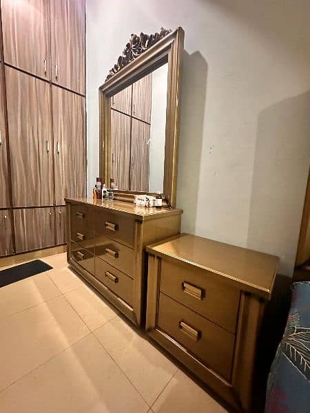 wooden bed with side tables and dressing table for sale 2