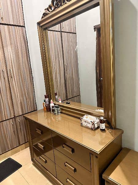 wooden bed with side tables and dressing table for sale 5