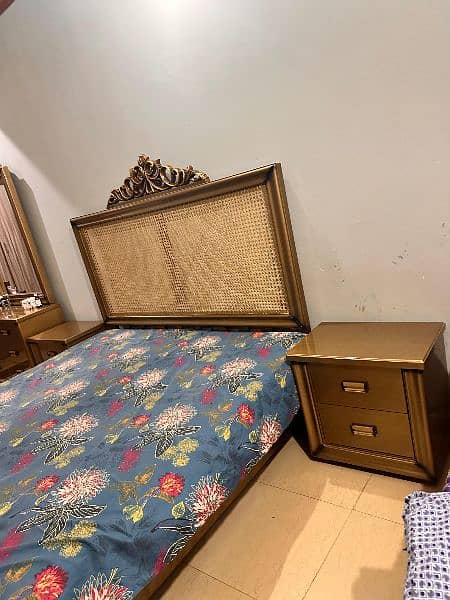 wooden bed with side tables and dressing table for sale 6