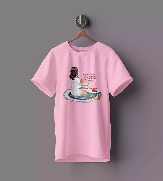 Stitched Cotton Printed Graphic T-Shirt -Western Style,pink, White 4