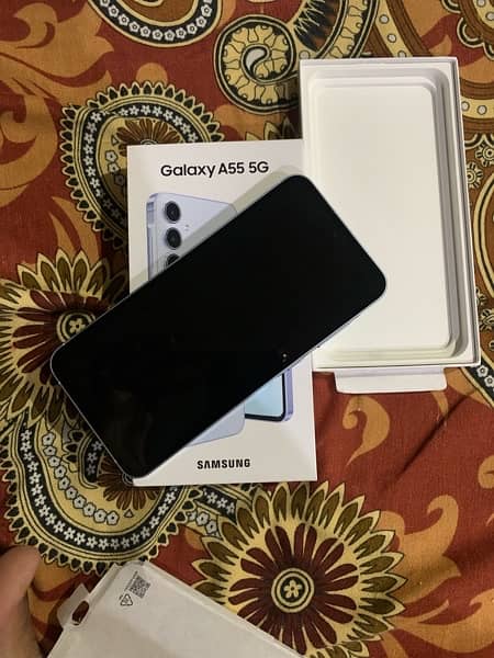 samsung a55 5g with box only one day use 10/10 condition non pta 8/256 1