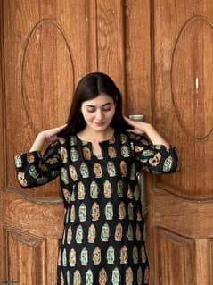 2 Pcs women's stitched Arabic lawn printed shirt and trouser