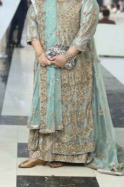 walima maxi with tail doubke shirt. colour light blue and silver 1