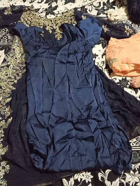 party wear one time used Maxi    neavy blue color with stitched lining 4