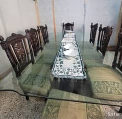 8 chairs glass top dining table