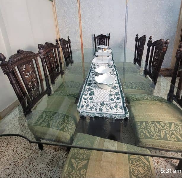 8 chairs glass top dining table 0