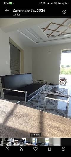 5 seater stainless steel sofa with table