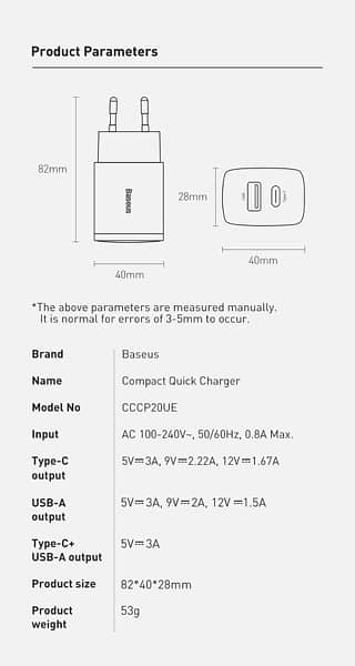 Baseus PD 20W Dual Port USB Type C Charger Apple iPhone 14 Samsung S22 6