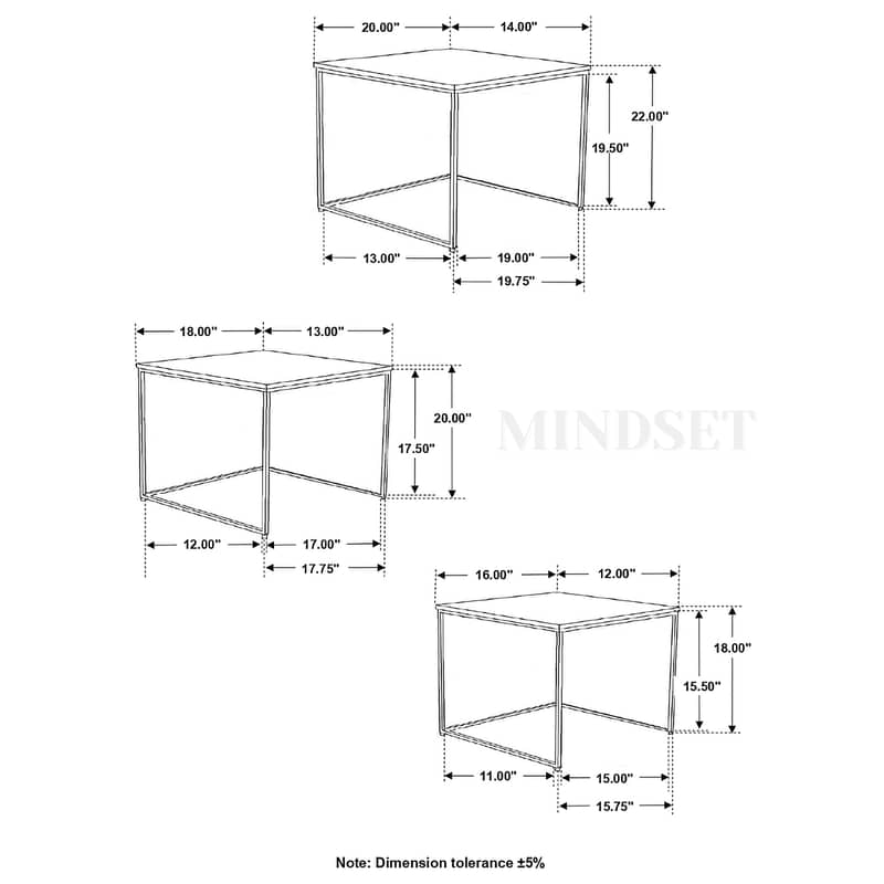 3 Piece Marble Texture Tables, Space-Saving Sofa Side Table 2