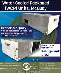 Water Cooled Packaged Units (WCP) McQuay 3730 W & 8130W