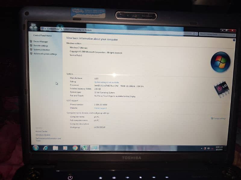 Toshiba satellite. 2gb Ram 128 GB Hard ( exchange with android mobile) 6