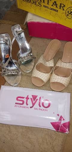 Heel sandle stylo brand ,, silver siz 9(39) . . skin size 10(40)