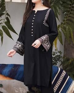 2 Pcs Women's Stitched Linan Embroidered Suit