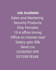 Sales and Marketing job available