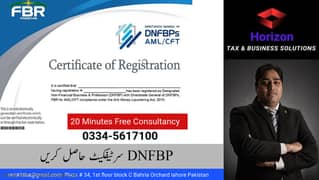 TAX CONSULTANT,DNFBP certificate,Construction Company Registration,FBR 0