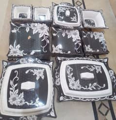 plastic dinner set for sale immediately black and white