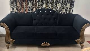 Six seater Black Velvet Sofa set