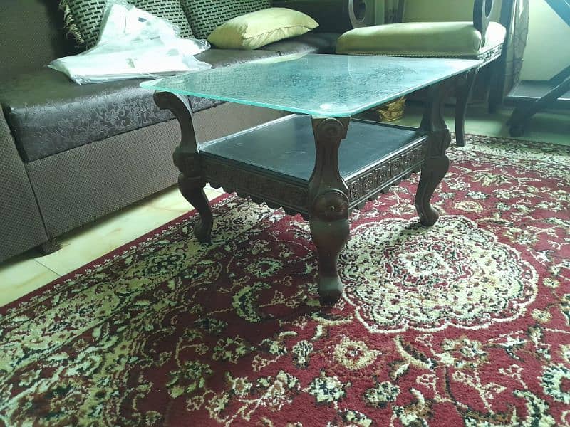 A classic table with glass cover 1