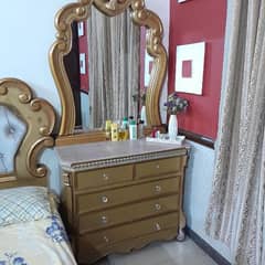 King size bed and side tables with dressing table and Showcase