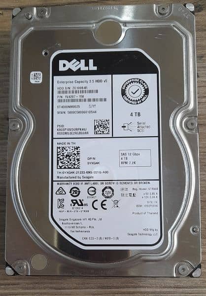 Dell 4tb SAS 3.5 7.2k 12gbps hard drive  quantity available 1