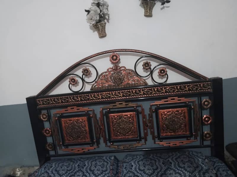 Iron bed with mattress king size/double bed 5