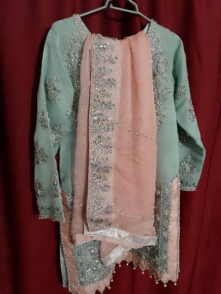 3 piece fully embroided suit with heavy duppata. 1