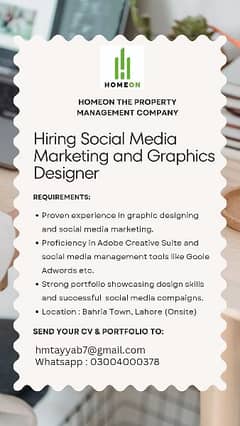 Graphic Designer and Social Media Marketing Required