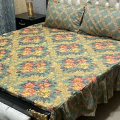 3 pec crystal cotton printed double bedsheet