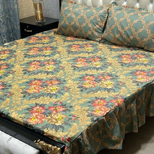 3 pec crystal cotton printed double bedsheet 0