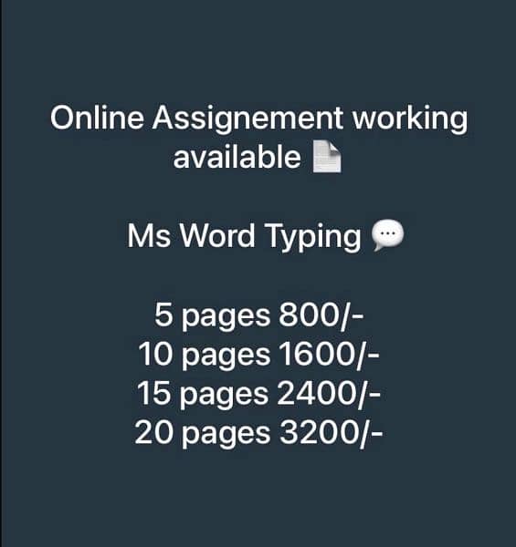 Hand Writing Assignment Work,Data Entry Or Ms Typing Work Available 0