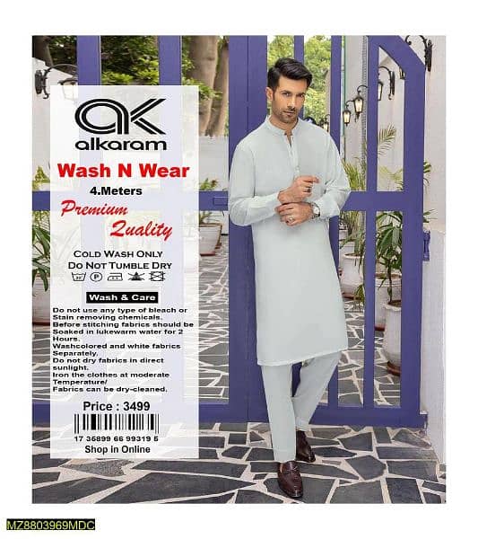 Men's Unstiched Wash And Wear Plain Suit 9