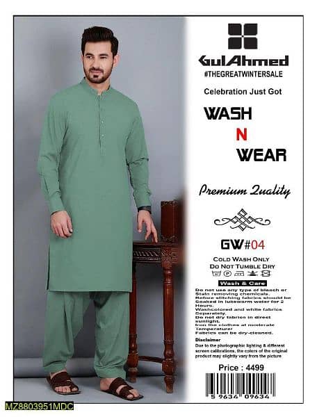 Men's Unstiched Wash And Wear Plain Suit 17