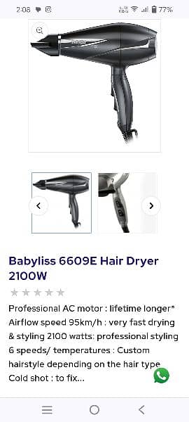 babyliss Paris italy dryer 2100wt 1