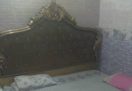 Wood Bed set with dressing table and side tables