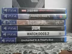 ps4 games cds Uncharted 4, Minecraft ,battlefield 1,doom,,spiderman