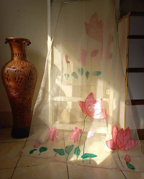 Hand painted Organza duppata 1