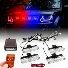 Universal 4 Pcs Blue and Red Grill Light with Remote - Grill Light Fla