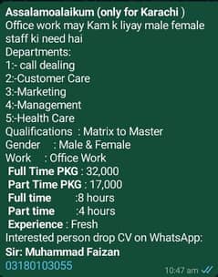 jobs for male and female