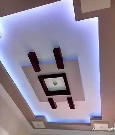 false ceiling new fancy designs, gypsum sheets 2 by 2, paint work 2