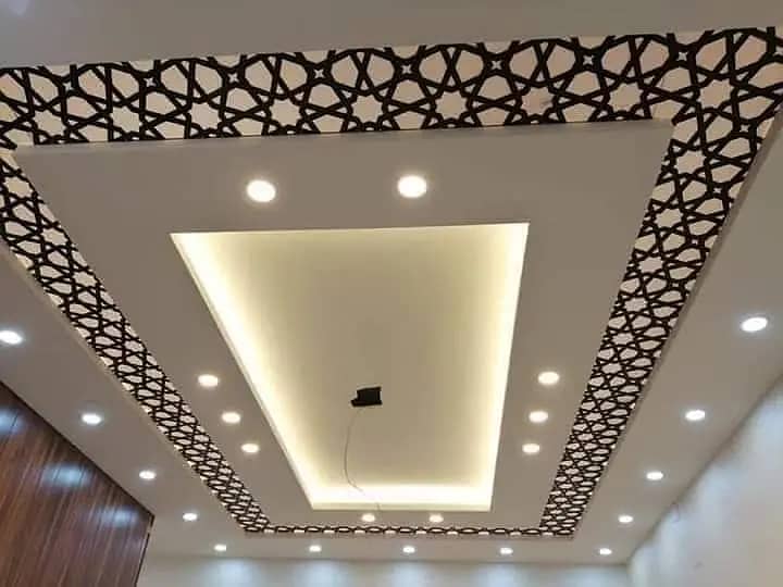 false ceiling new fancy designs, gypsum sheets 2 by 2, paint work 5