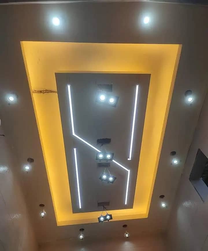 false ceiling new fancy designs, gypsum sheets 2 by 2, paint work 7