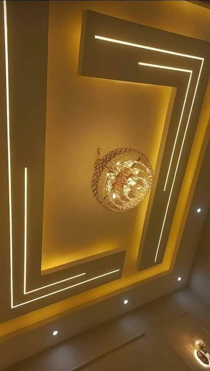 false ceiling new fancy designs, gypsum sheets 2 by 2, paint work 8