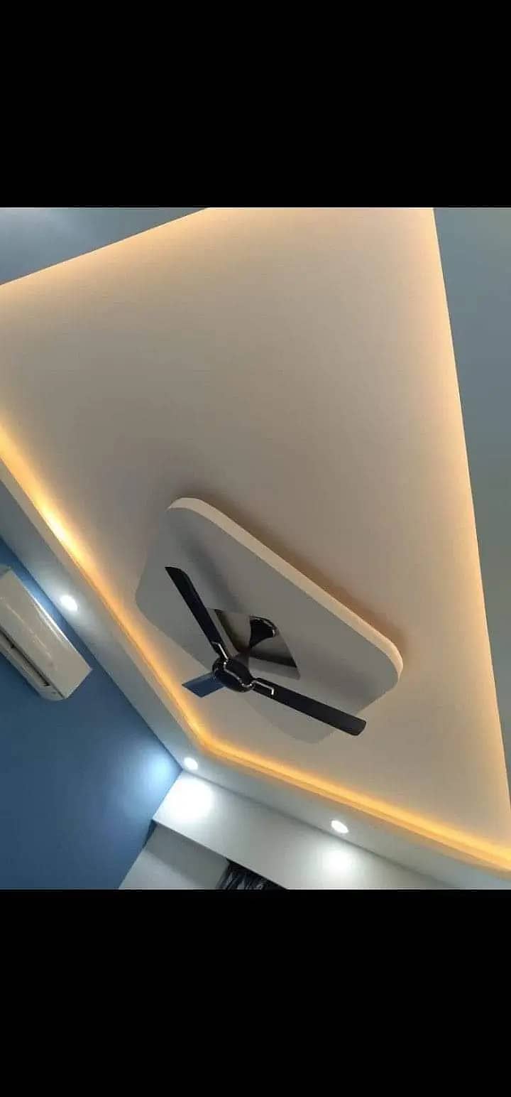 false ceiling new fancy designs, gypsum sheets 2 by 2, paint work 9