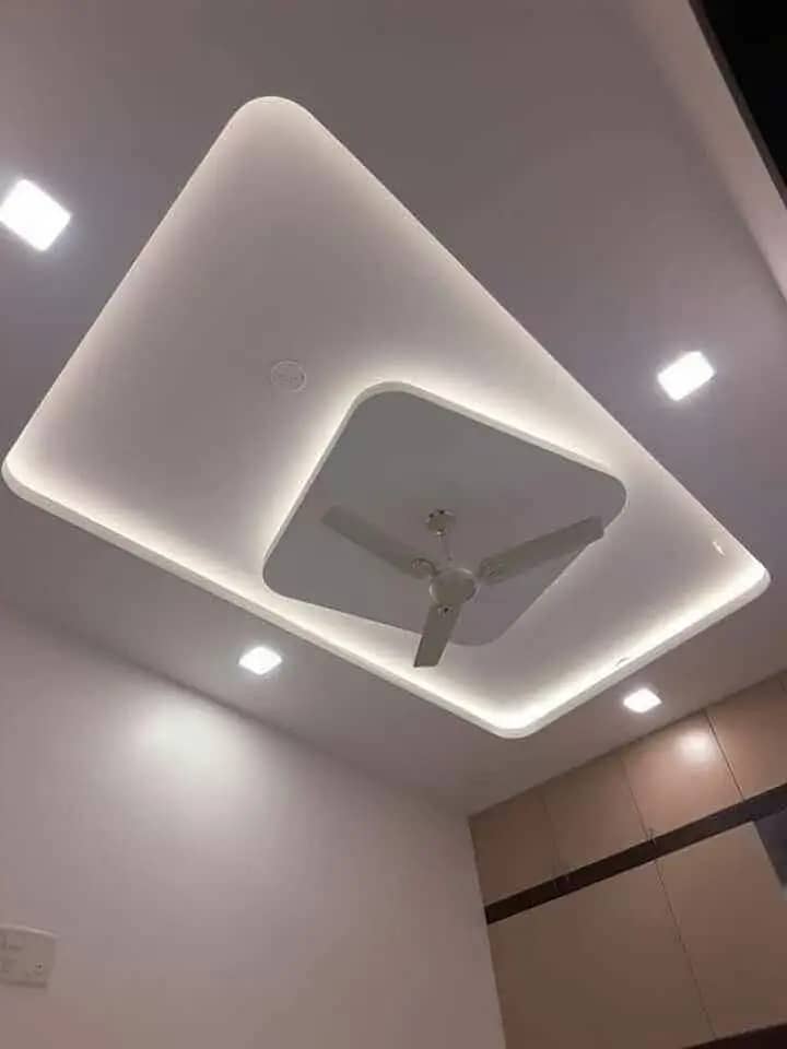 false ceiling new fancy designs, gypsum sheets 2 by 2, paint work 10