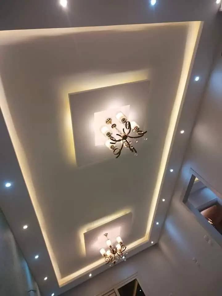 false ceiling new fancy designs, gypsum sheets 2 by 2, paint work 11