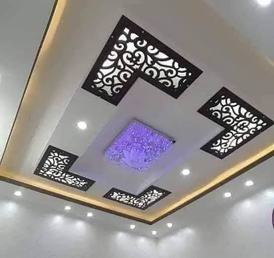 false ceiling new fancy designs, gypsum sheets 2 by 2, paint work 14