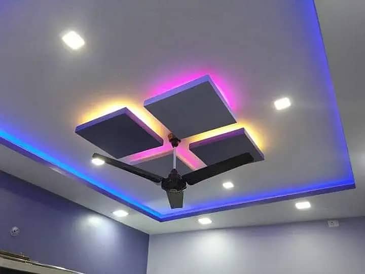 false ceiling new fancy designs, gypsum sheets 2 by 2, paint work 17