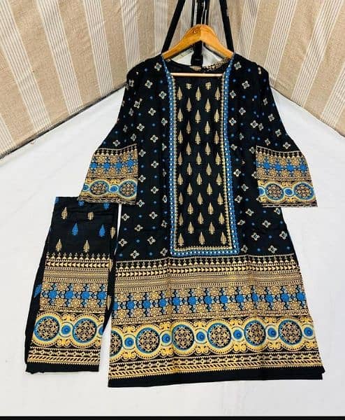 2 Pc's Linen Stitched Women's Printed Suit 3