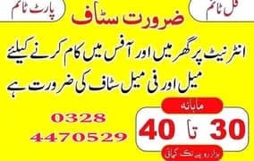 Male and female staff required for online and office work