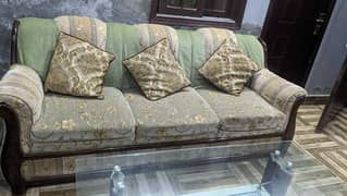 5 seater sofa set with glass table 0